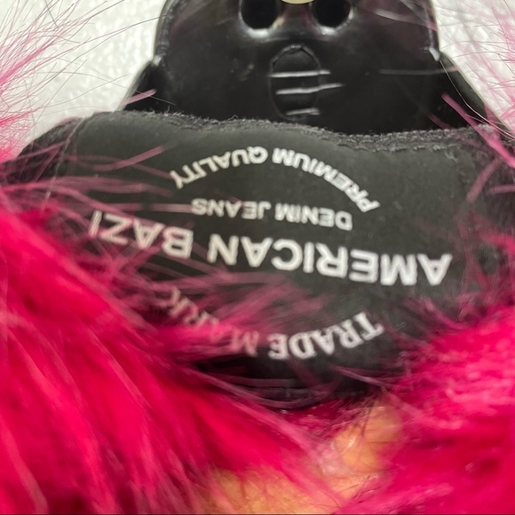 AMERICAN BAZI FAUX FUR DISTRESSED DENIM JACKET 2X - Picture 6 of 7